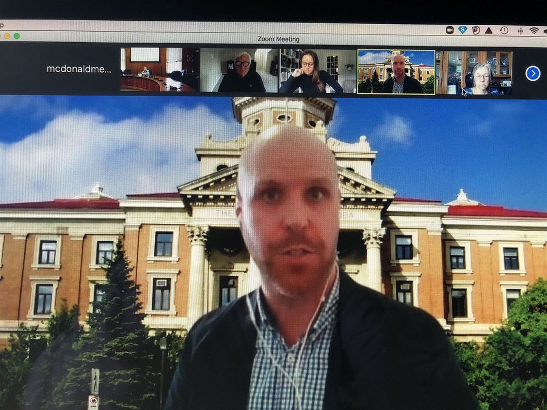 Dr. Sean Carleton, an assiatant history professor at the University of Manitoba, appeared before the Holding Court Statue Working Group via Zoom on Friday afternoon. Dr. Carleton said the statue should be removed from its position in front of the Picton Library.