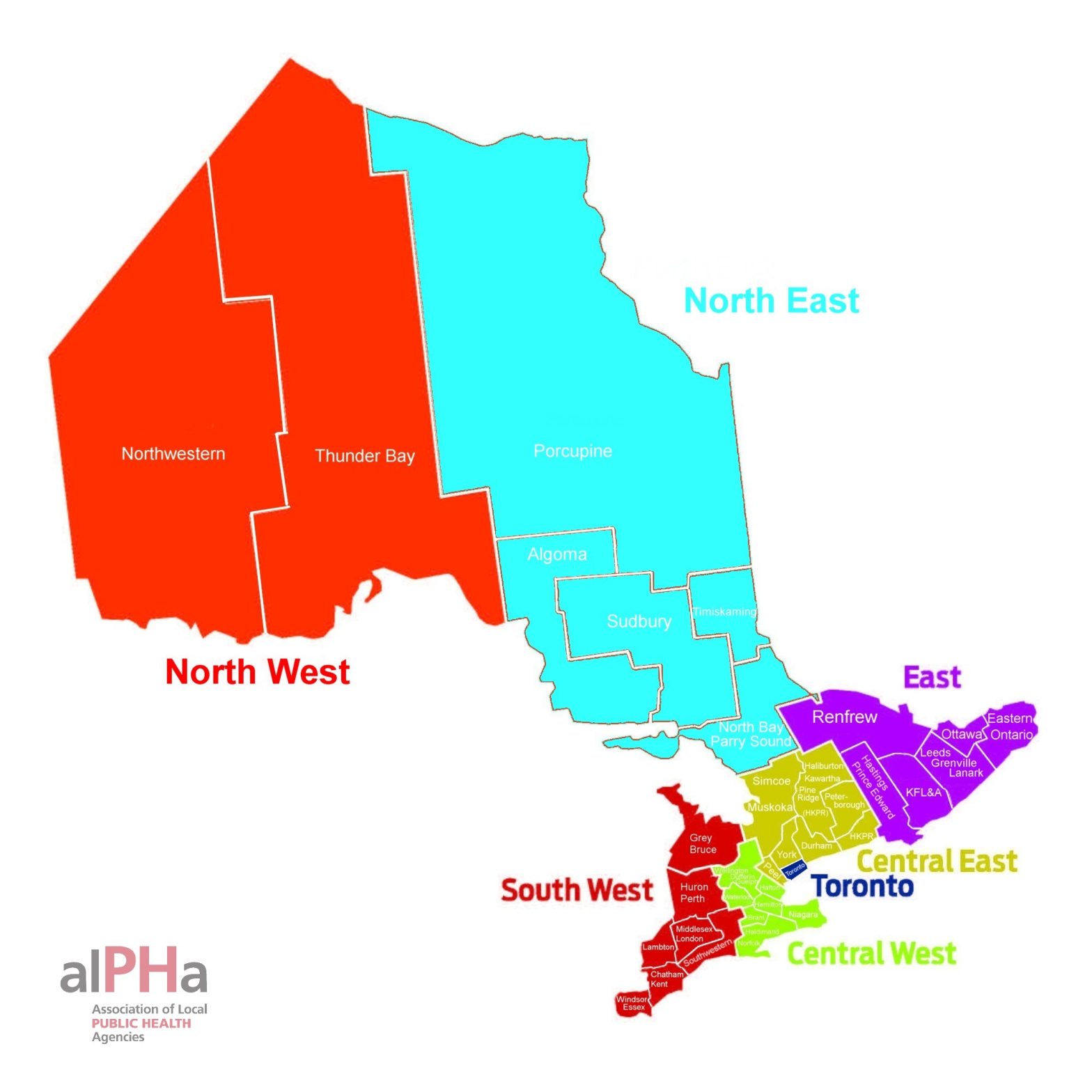 Ontario's Public Health Units within Health Regions