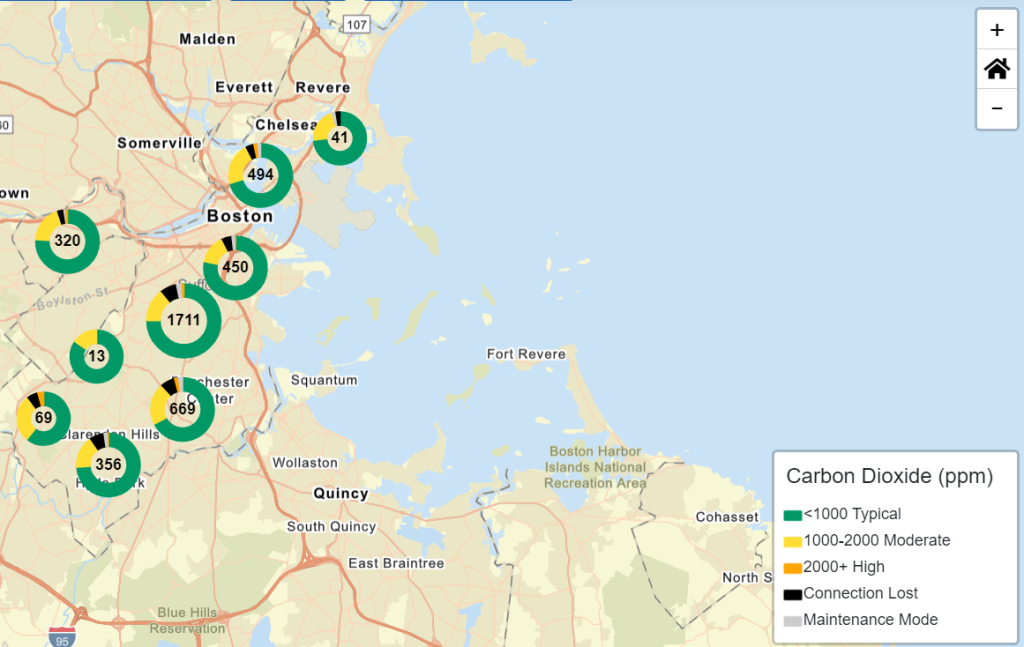 BPS Indoor Air Quality Sensors Dashboard (screenshot).